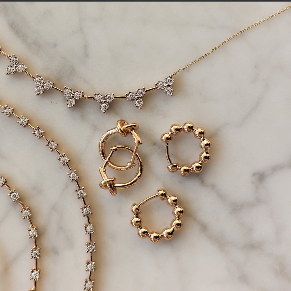 Dana Rebecca Designs Nana Bernice Knot Huggies in Yellow Gold - Picture 11 of 13